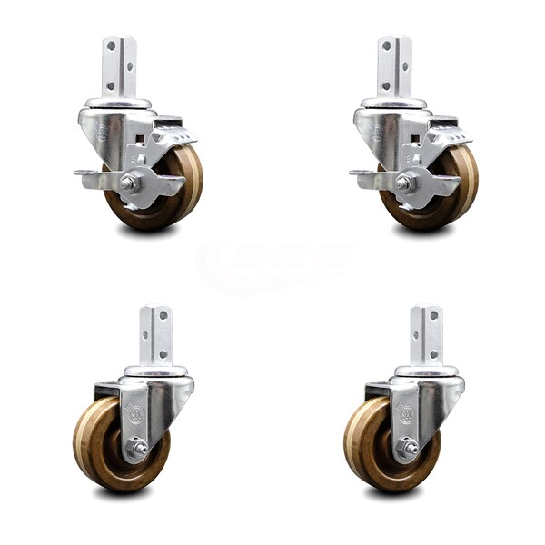 Service Caster 3 Inch High Temp Phenolic Wheel Swivel 3/4 Inch Square Stem Caster Brakes, 2PK SCC-SQ20S314-PHSHT-TLB-34-2-S-2 - main